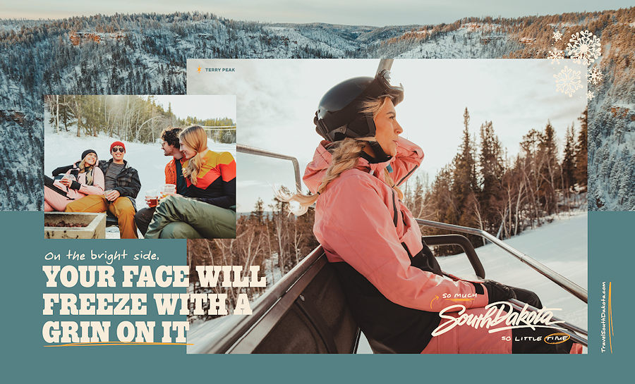 Travel South Dakota winter campaign print ad example